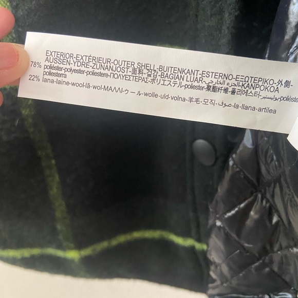 ZARA Oversized Plaid Shacket Coat Neon Green Black Wool Blend Y2K - Picture 10 of 14